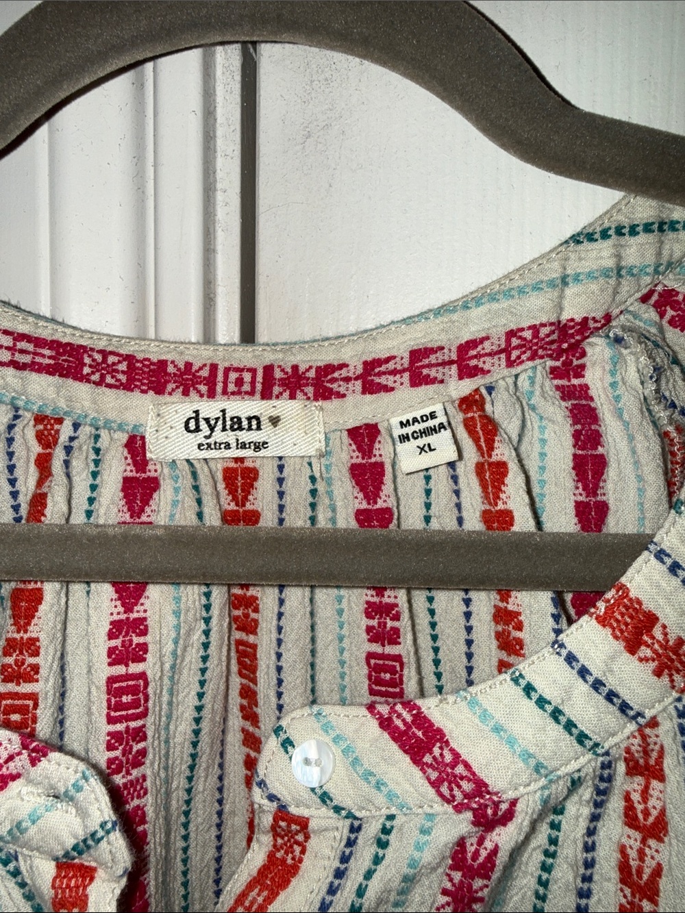 Dylan Kenzie Blouse XL Striped Flutter Sleeve Boho Top - Picture 4 of 10